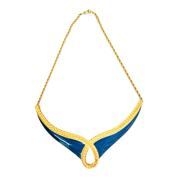 Monet Jewelry - VTG  MONET RUNWAY TEAL ENAMEL  NECKLACE